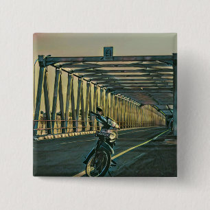 Motorrijwiel cadeau vierkante button 5,1 cm