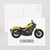 Motorrijwiel, cartoon briefkaart (Voorkant / Achterkant)