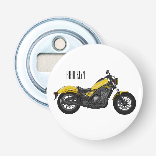 Motorrijwiel, cartoon button flesopener (Voorkant)