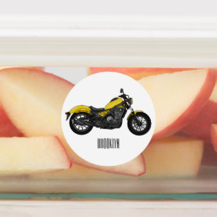 Motorrijwiel, cartoon labels