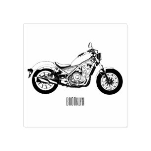 Motorrijwiel, cartoon rubberstempel