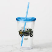 Motorrijwiel cartoon van militaire kruiser acryl drinkbeker (Achterkant)