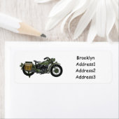 Motorrijwiel cartoon van militaire kruiser etiket (Insitu)