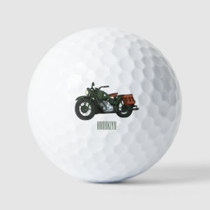 Motorrijwiel cartoon van militaire kruiser golfballen