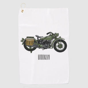 Motorrijwiel cartoon van militaire kruiser golfhanddoek