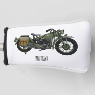 Motorrijwiel cartoon van militaire kruiser golfheadcover