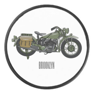 Motorrijwiel cartoon van militaire kruiser hockey puck