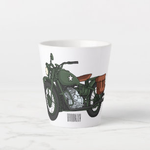 Motorrijwiel cartoon van militaire kruiser latte mok