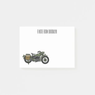 Motorrijwiel cartoon van militaire kruiser post-it® notes