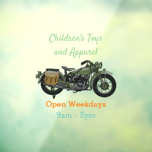 Motorrijwiel cartoon van militaire kruiser raamsticker