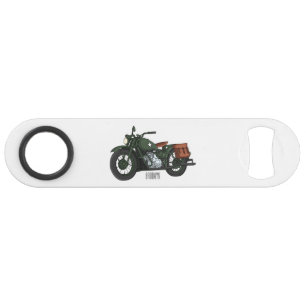 Motorrijwiel cartoon van militaire kruiser speed flessenopener