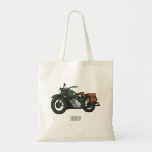 Motorrijwiel cartoon van militaire kruiser tote bag