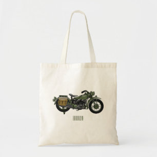 Motorrijwiel cartoon van militaire kruiser tote bag