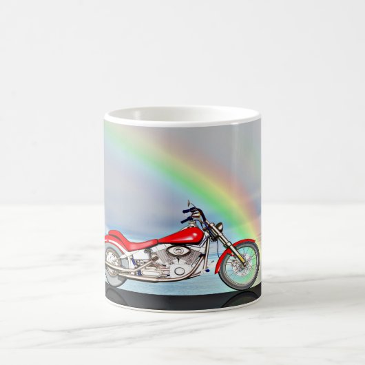 Motorrijwiel en regenboog koffiemok (Center)