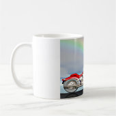 Motorrijwiel en regenboog koffiemok (Links)