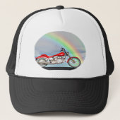 Motorrijwiel en regenboog trucker pet (Voorkant)