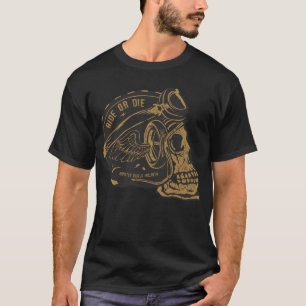 Motorrijwiel met crane crane skull-helm t-shirt