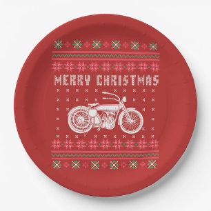motorrijwiel met lelijke kerstkeuken papieren bordje