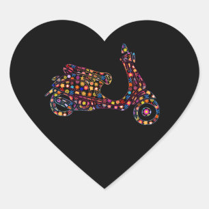 Motorrijwiel met ventilator hart sticker