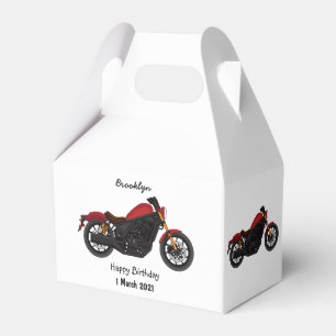 Motorrijwiel met wolkruisstijl bedankdoosjes