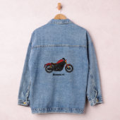 Motorrijwiel met wolkruisstijl denim jacket (Hangar)