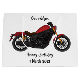 Motorrijwiel met wolkruisstijl groot cadeauzakje
