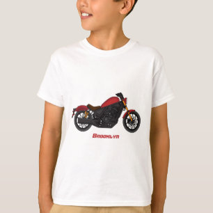 Motorrijwiel met wolkruisstijl t-shirt