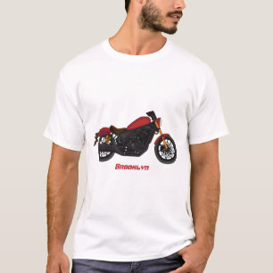Motorrijwiel met wolkruisstijl t-shirt