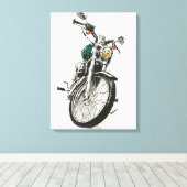 Motorrijwielen in inkt I Canvas Afdruk (Insitu (Houten vloer))