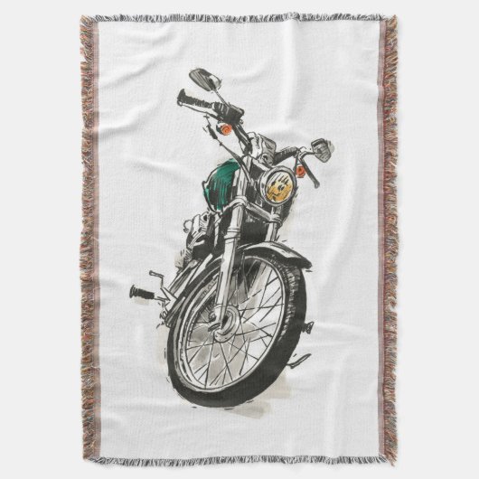 Motorrijwielen in inkt I Deken (Voorkant Verticaal)