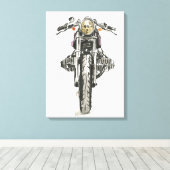 Motorrijwielen in inkt II Canvas Afdruk (Insitu (Houten vloer))