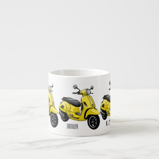 Motorrijwielillustratie cartoon espresso kop (Voorkant)
