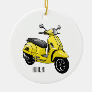 Motorrijwielillustratie cartoon keramisch ornament