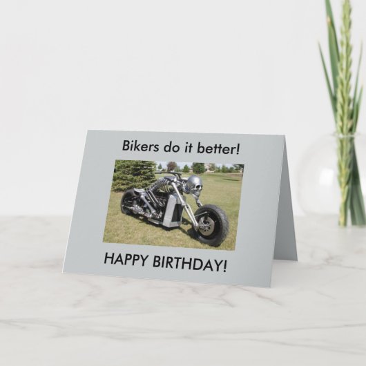 Motorskelet verjaardagskaart kaart (Voorkant)