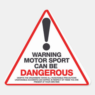 Motorsport kan gevaarlijk zijn driehoek sticker