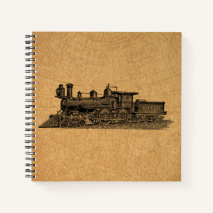 Motortreinen — Vintage stuurmotor en kaartstijl Notitieboek