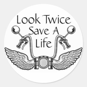 Motorveiligheid Kijk twee keer een leven redden Ronde Sticker