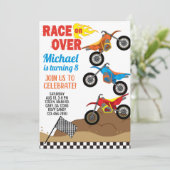 Motos, vtt saleté invitation anniversaire garçon. (Debout devant)