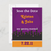 Motown Paars Aankondigingskaart (Voorkant / Achterkant)