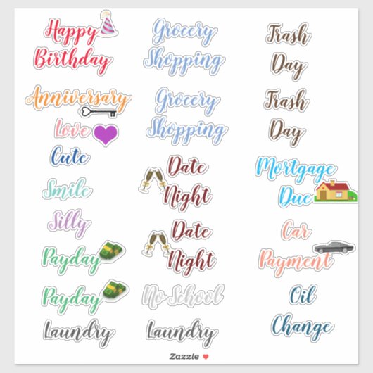 Mots adorables pour autocollant de planificateurs  (Feuille)