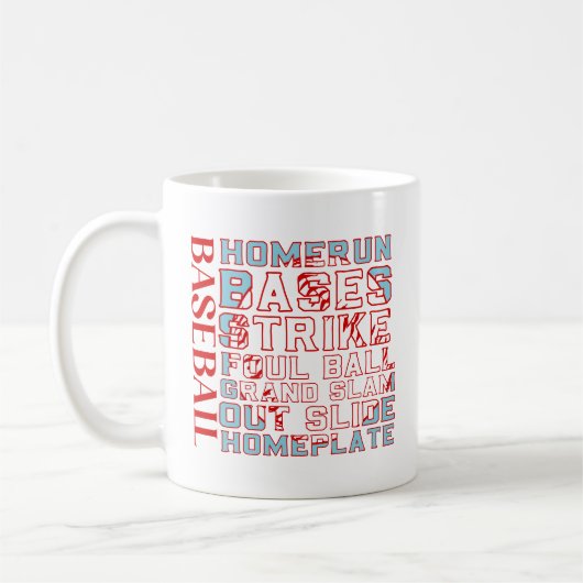 Mots De Baseball Café Mug (Gauche)