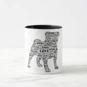 Mots de carlin dans la tasse noire de silhouette (Centre)