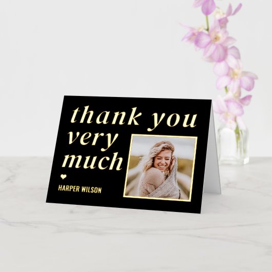 Mots de coeur FOIL Carte de remerciements photo mo (Orchidée)