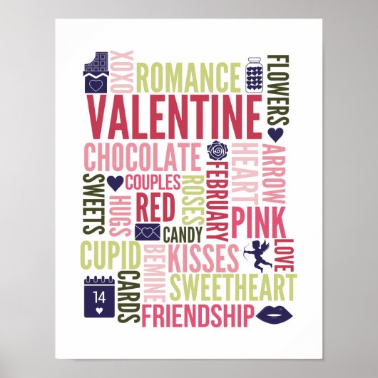 Mots de la Saint Valentin Poster de la Saint Valen (Devant)