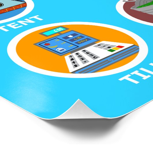 Mots de la syllabe T 1 initiale - Poster bleu (Coin)