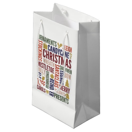 Mots de Noël Sac cadeau de vacances (Devant Angle)