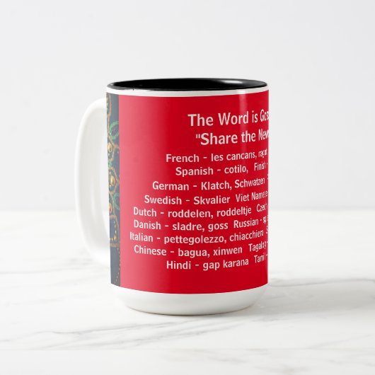 Mots De Potins Internationaux, Mug À Café Deux Ton (Devant gauche)