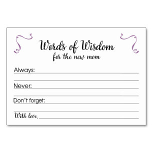 Mots de sagesse Baby shower Parentalité Cartes de