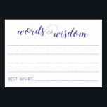 Mots de sagesse Marine Bleu Mariage cartes de cons<br><div class="desc">Ces élégantes cartes bleu marine Words of Wisdom seront l'ajout parfait à votre réception de mariage ou de mariage/wedding shower. Ces cartes constituent une excellente alternative à un livre d'or traditionnel.</div>