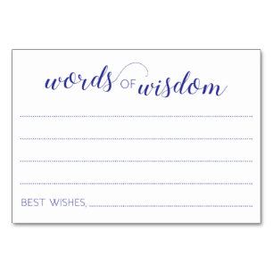 Mots de sagesse Marine Bleu Mariage cartes de cons
